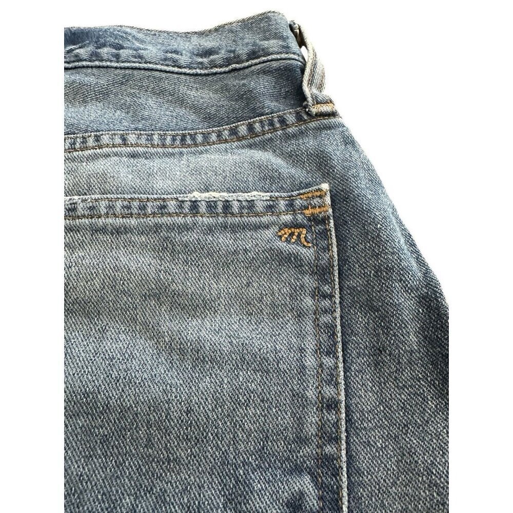 Madewell The Perfect Jean Short Size 26 Raw Hem Distressed Logo Denim